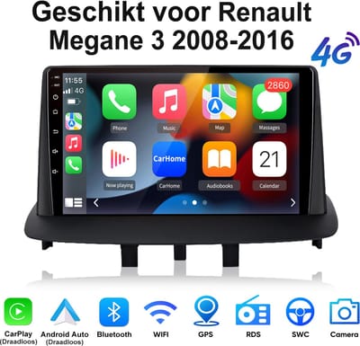 Junsun Android 15 Autoradio Geschikt Voor Renault Megane 3 2008-2016 Accessoires - 6+128GB - Draadloze CarPlay met bluetooth - 9 inch IPS Touchscreen - Bluetooth - GPS-Navigatiesystem - WIFI & 4G SIM - DSP- RDS - SWC - Octa-core processor