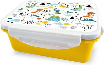 Arditex Broodtrommel Dino's 16 X 12 X 6,5 Cm Geel/wit