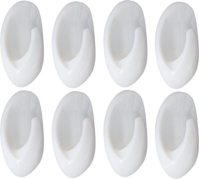 Tendance Plakhaakjes - 3 x 2 x 4,5 cm - Zelfklevende ophang haakjes - 8x stuks - kunststof - wit - keuken/badkamer haken