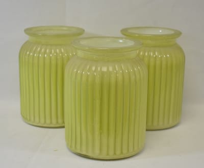 ZoeZo Design - 3 stuks - groen - decoratie - ribbel pot - voor kaars - voor plant etc. - H15 x Ø10,5 cm