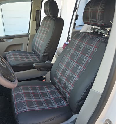 Pasvorm stoelhoezen Volkswagen T5 2003-2015 (geschikt voor stoel en duobank) - Kunstleer en stof