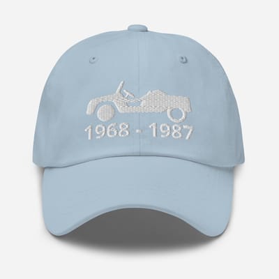 De2pktjes - Geborduurde Citroën Méhari pet met productieperiode - L.Blauw