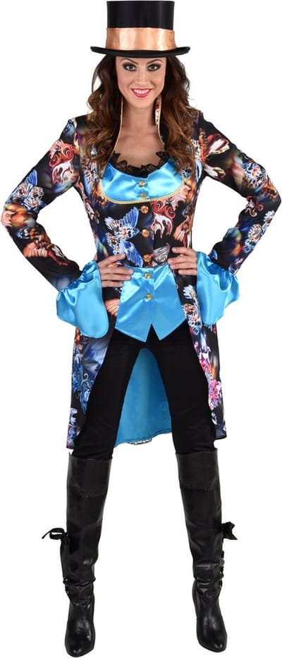 Magic Design Verkleedjas Vlinder Dames Zwart/blauw Mt S