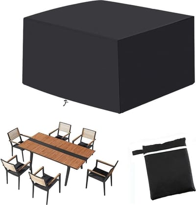 Waterproof Square Outdoor Patio Furniture Cover for Garden Lawn Furniture Sets - Windproof, Dust-proof, Black (170 * 94 * 70cm)