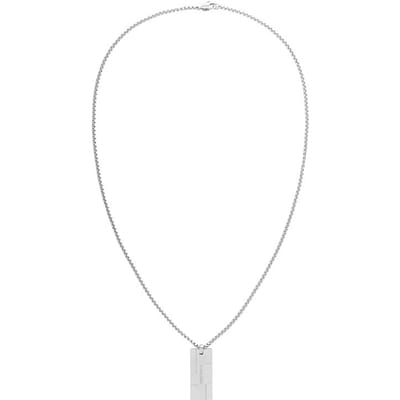 Calvin Klein Vintage Petite Carrée Réglable Acier Inoxydable Logo Collier Collier Unisexe 35000058 Without Gift Box