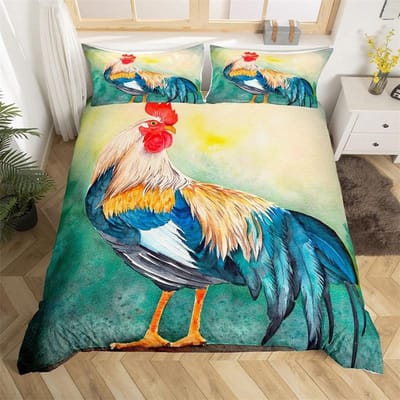Boerderij Kip Koning Koningin Dekbedovertrek Haan Gans Eend Beddengoed Set Voor Kinderen Tieners Volwassenen Boerderijdieren 2/3 stuks Zachte Dekbedhoes AU Queen(210x210cm)