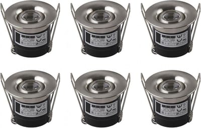 LED Veranda Spot Verlichting 6 Pack - Inbouw Rond 1W - Natuurlijk Wit 4200K - Mat Chroom Aluminium - Ø41mm