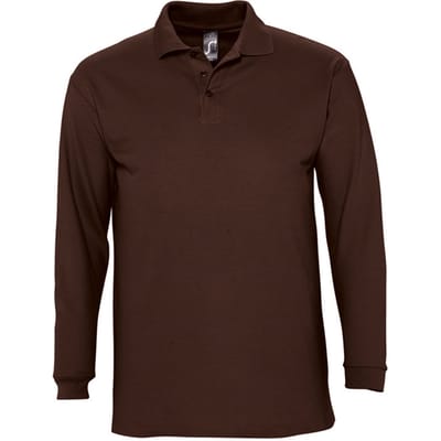 SOLS Heren-Winter II Poloshirt met lange mouwen van Piqué katoen (Chocolade)