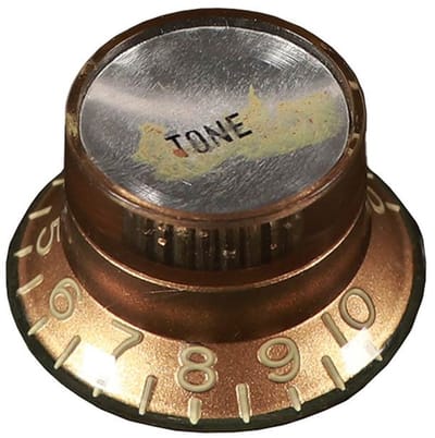 Boston KG-130-TSR gitaarknop LP/SG stijl, goud met zilveren kap, relic