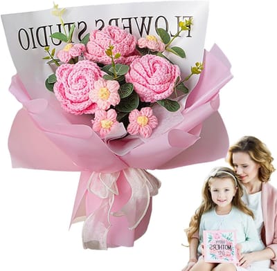 Gehaakt Boeket - Gebreide Bloemen - Woonkamer Decoratie - Handgemaakt Vakmanschap - 30 x 35 cm - B