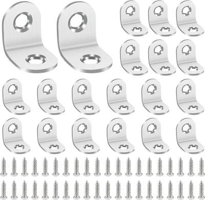 Hoekverbinders - L-beugels - Meubelmontage - Roestvrij staal - 20x20 mm - Zilver