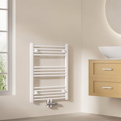 EMKE Handdoekradiator - 75x60 cm - 337 W - Glans Wit - CV Badkamer Radiator - Midden/ Zij- Aansluiting