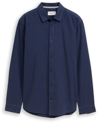 Tom Tailor - Regular fit overhemd met ruitjesmotief - Maat M - blue vichy check