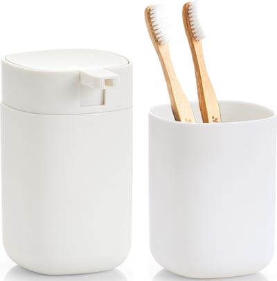 Zeller badkamer accessoires set 2-delig - kunststof - wit