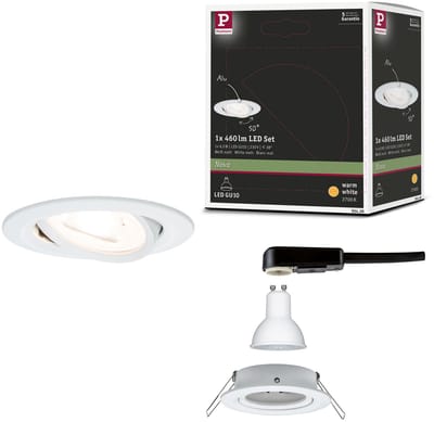 LED-inbouwlamp Nova schwenkbar zwenkbaar rond 84 mm 50° GU10 6,5W 460lm 230V 2700K Wit mat