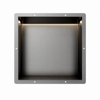 Gun Metal RVS Inbouwnis 30x30x10cm met tegelflens en RGB verlichting