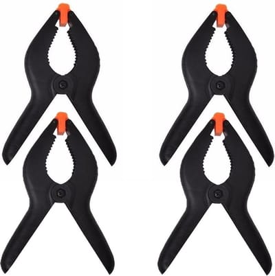 Proplus zeilklemmen/lijm klem - set 4x stuks - zwart - 15 cm - kunststof - marktkraam/dekzeil/DHZ