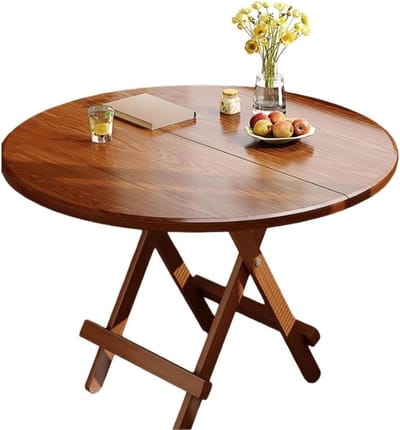 Ronde Opvouwbare Tafel - Eettafel Keuken - Compact Wonen - Draagbaar Houten Ontwerp - 40 Inch - Bruin