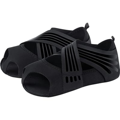 Chaussures de Yoga Professionnelles pour Femmes Antidérapantes Salle de Sport Plates Douces Semelle Antidérapante Chaussettes de Pilates Yoga Fitness Danse Ballet 22.5cm-23cm noir
