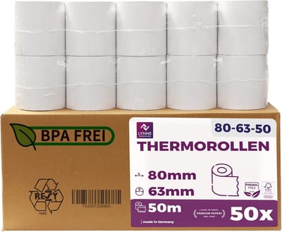 Thermische rollen 80 mm x 50 m - BPA-vrij papier voor kassa en ticketprinter (50 stuks)