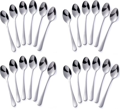 Alheco 24 ovale theelepels - 12.3cm - RVS theelepeltjes - Zilver