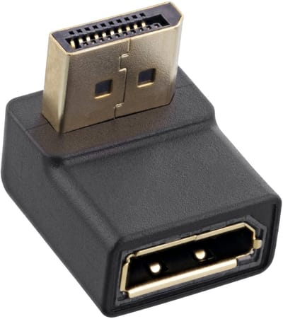 DisplayPort adapter met DP_PWR - 90° haaks naar beneden - versie 1.2 (4K 60Hz) / zwart