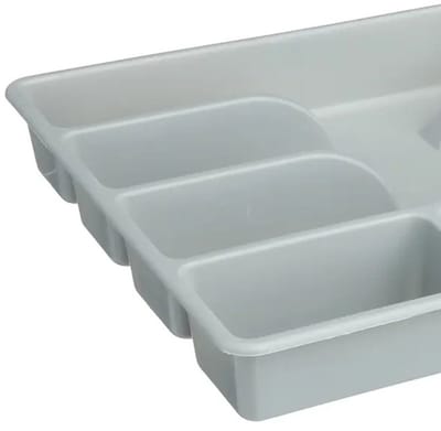 5Five Bestekbak indeling / keuken organizer - 5-vaks - Kunststof - 26 x 31 x 5 cm - grijs