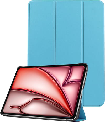 Hoes - Geschikt voor Apple iPad Air (2024/2025/2026) - 11 inch - Dun & Stevig - Trifold Bookcase - Hard Cover - Hardcover Book Case - Tablet Hoesje - Lichtblauw