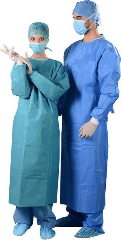 Isolatieschort SMS (45GSM) Schorten lange mouwen OK Jassen  waterafstotend 80 stuks - Blauw