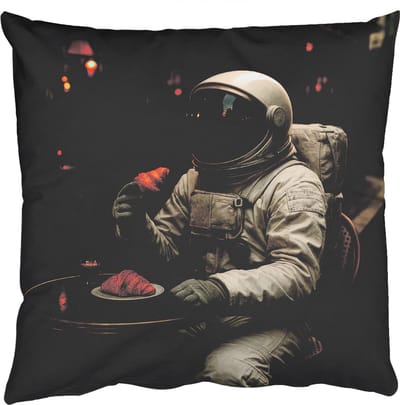 Sierkussens - Kussentjes Woonkamer - 50x50 cm - Café - Croissant - Koffie - Astronaut