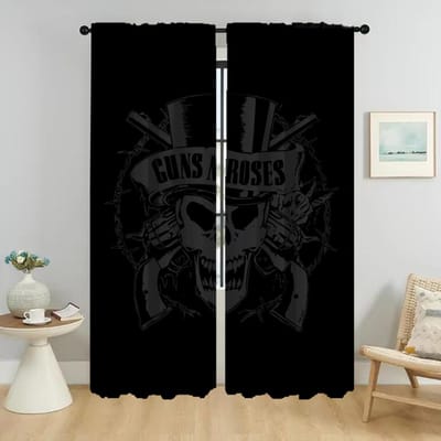 Gordijnen voor Woonkamer Gordijn voor Kamer 2 Panelen Rock-Gun Roses Halloween Decoratie Shades Scheidingswand Home Interieur Gordijnen W50xH70cmx2pcs-CL
