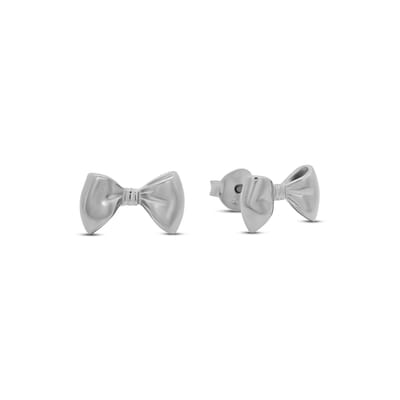 New Bling 9LA-20034 Zilveren Oorknopjes - Strikje - Oorbellen - Strik - 6x10mm - Rhodium - Zilver