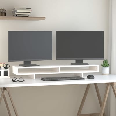 vidaXL - Monitorstandaard - 100x27x14 - cm - massief - grenenhout - wit