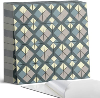 Coloray Plaktegels - Geometrisch ruitjespatroon Zelfklevende Tegels - 20 cm x 20 cm - Grijs Plaktegels - 20 stuks - Vierkant PVC Tegels - Plaktegels Badkamer - Plaktegels Vloer - Vinyl Tegels - Wandtegel Zelfklevend