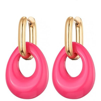 Nieuwe Holle Ovalen Hars Acryl Snoepkleur Hanger Oorbellen met Ring voor Vrouwen Goudkleurig Roestvrij Staal Oorbel Sluiting Vrouwelijke Sieraden beige