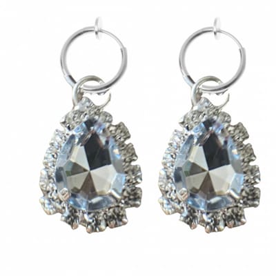 Clip oorbellen-Strass-Zilverkleur- geen gaatje- Charme Bijoux