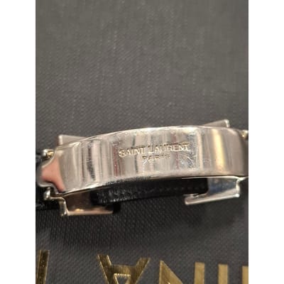 Saint Laurent Monogramarmband in Zwart Leer