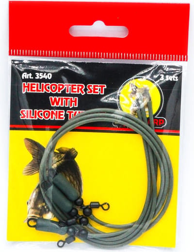 Helicopter set with Silicone Tubing - 3 sets - kant-en-klare helikopter rig set - Karper onderlijn - Rigmateriaal