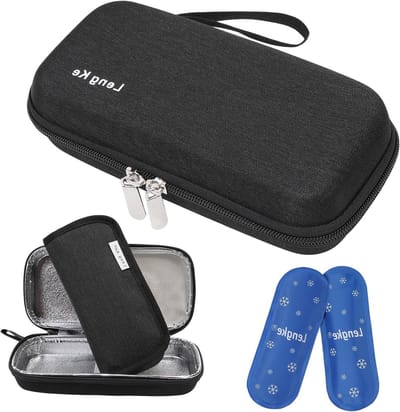 Insuline Koeltas voor Reizen, Geïsoleerde Medicijn Organizer met 2 Koelpacks, Zwart, Modern en Praktisch