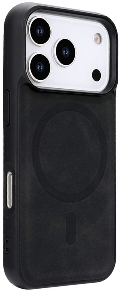 CaseMania Bookcase hoesje geschikt voor Apple iPhone 17 Pro - Effen Zwart - Kunstleer - Compatible met MagSafe