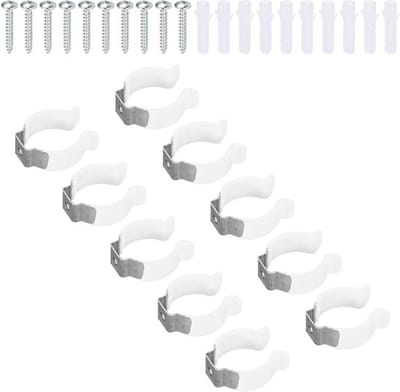 LED Gloeilamp Beugel - Montagebeugel - Roestvrij Staal - Fluorescerende Buis - Schroef Pijpklemmen - Tool Clips - Wit - Pack van 10 - Houder - U Clips Houder - Ondersteuning - Veer Houder.