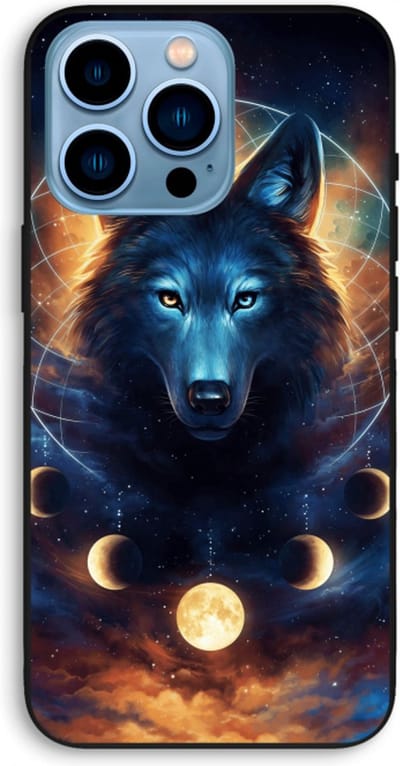 Case Company® - Hoesje geschikt voor iPhone 13 Pro Max hoesje - Wolf Dreamcatcher - Biologisch Afbreekbaar Telefoonhoesje - Bescherming alle Kanten en Schermrand