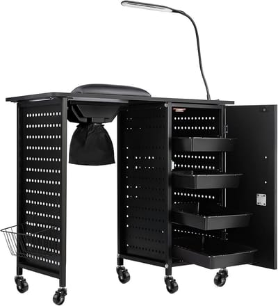 Mobiele Manicure Tafel met Nagelstofzuiger en LED Verlichting - Nagelstudio Werkstation