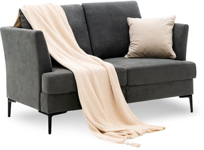 COSTWAY Tweezitsbank, modern, stoffen bank, gestoffeerde bank, grijs, voor 2-3 personen, loungesofa in de woonkamer, slaapkamer