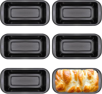 Set van 6 Mini Broodvormen met Antiaanbaklaag voor Perfecte Bakresultaten