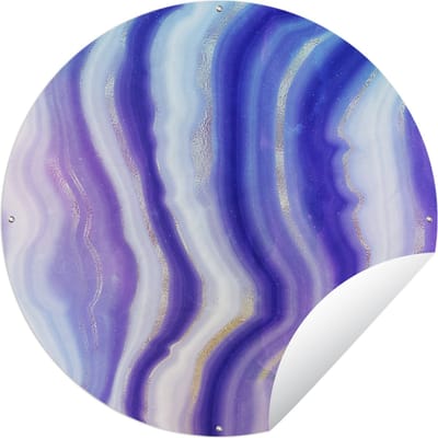 Tuincirkel Neon - Agaat steen - Abstract - 60x60 cm - Ronde Tuinposter - Buiten