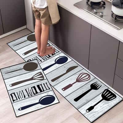 Tapis de cuisine antidérapant absorbant, Long tapis de salle de bain, salon, chambre à coucher, couloir de maison, paillasson d'entrée, tapis de prière 40cmx60cm 1pc black
