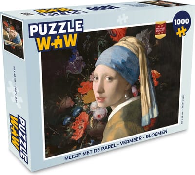 Puzzel Meisje met de parel - Vermeer - Bloemen - Legpuzzel - Puzzel 1000 stukjes volwassenen