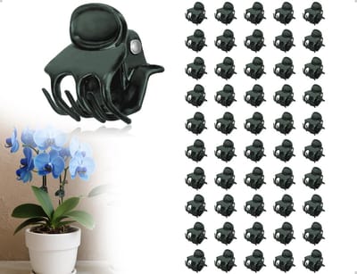 Verpakking met 50 kunststof klemmen voor planten en orchideeën, ideaal voor tuinen, balkons en vensterbanken, voor het bevestigen en bevestigen van planten (donkergroen)