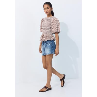 Stradivarius Peplum blouse met korte mouw  Bruin XS
